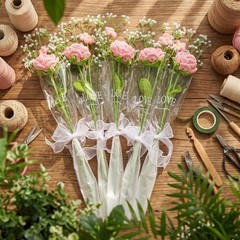 Suncalla 6 Bundle Mother’s Day Crochet Flower Bouquet Handmade Pink Bright