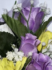 Bridal Wedding Floral Bouquet corsage and boutonniere, white roses, purple