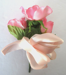Vintage Silk Rose Flower Corsages Boutonnieres Pink and White Wedding Lot of 8