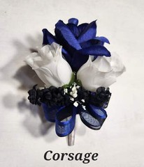 Royal Blue Black White Rose Calla Lily Bridal Wedding Bouquet Accessories