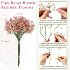 Pcs Baby Breath Artificial Flowers Bulk Artificial Baby Breath 50 Pink