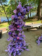 Purple Rose Hyacinth 5D Flowers Arrangement Decor Horn Arch Wedding Backdrop