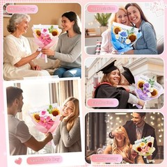 Crochet Flower Bouquet Pink Sunflower Tulip Roses Pink Tulip,rose,sunflower
