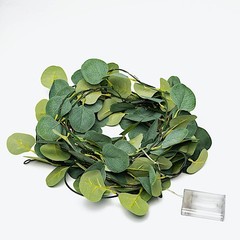 GREEN 32 ft LED Eucalyptus Leaves GARLAND Battery Operated Fairy Lights Wedding