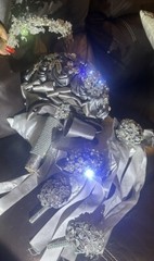 Bride Brooch Bouquet Wedding Silver Grey Base Clear Rhinestones￼ 5pc set